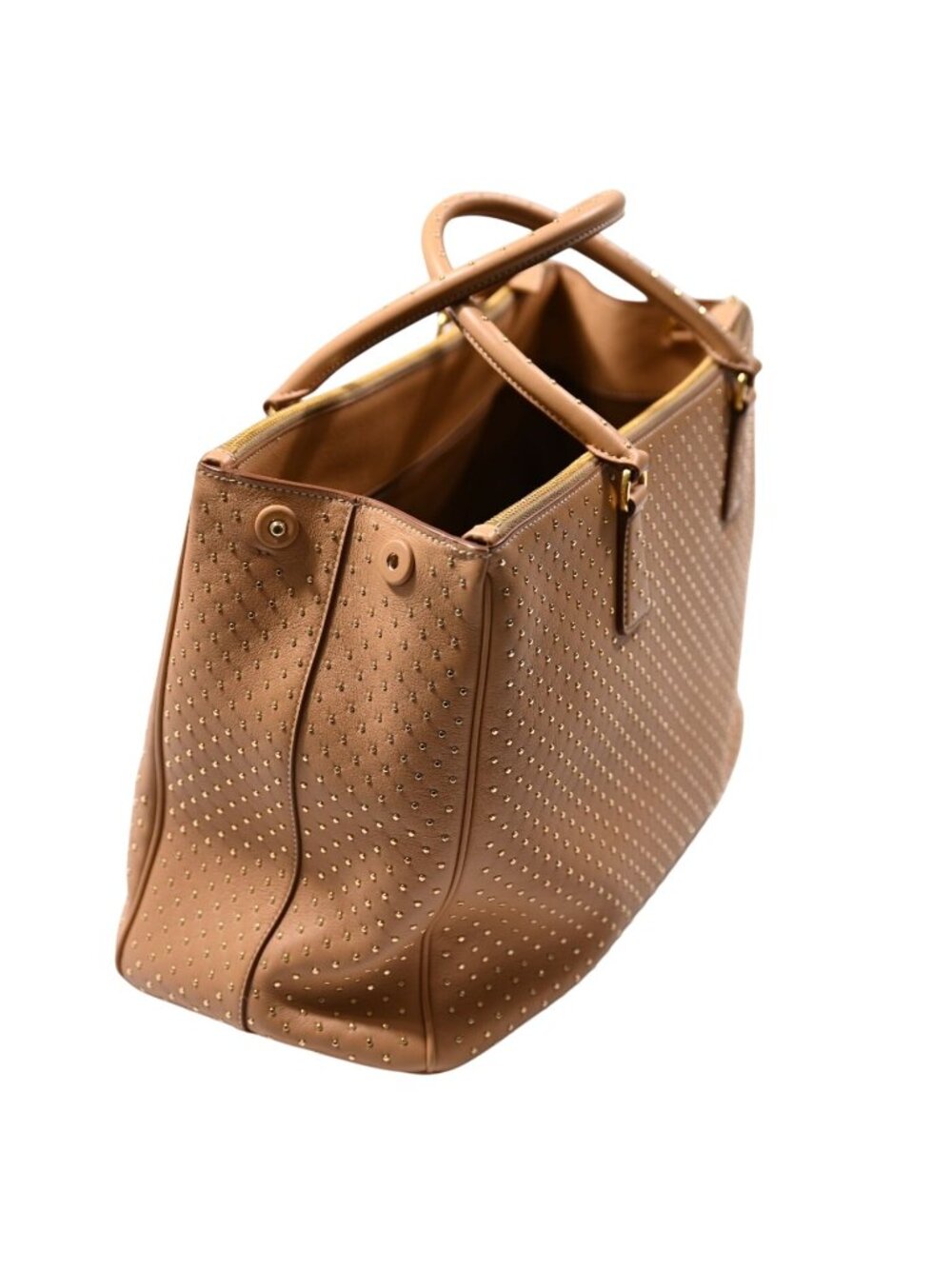 Prada Buckle Extra Large Studded Leather Bag in Natural - Picture 10 of 11